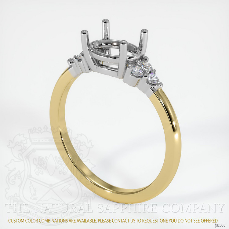 14K White & Yellow Accent Stones Ring Setting