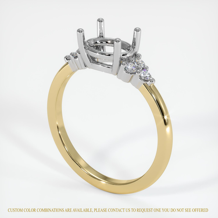 14K White & Yellow Accent Stones Ring Setting