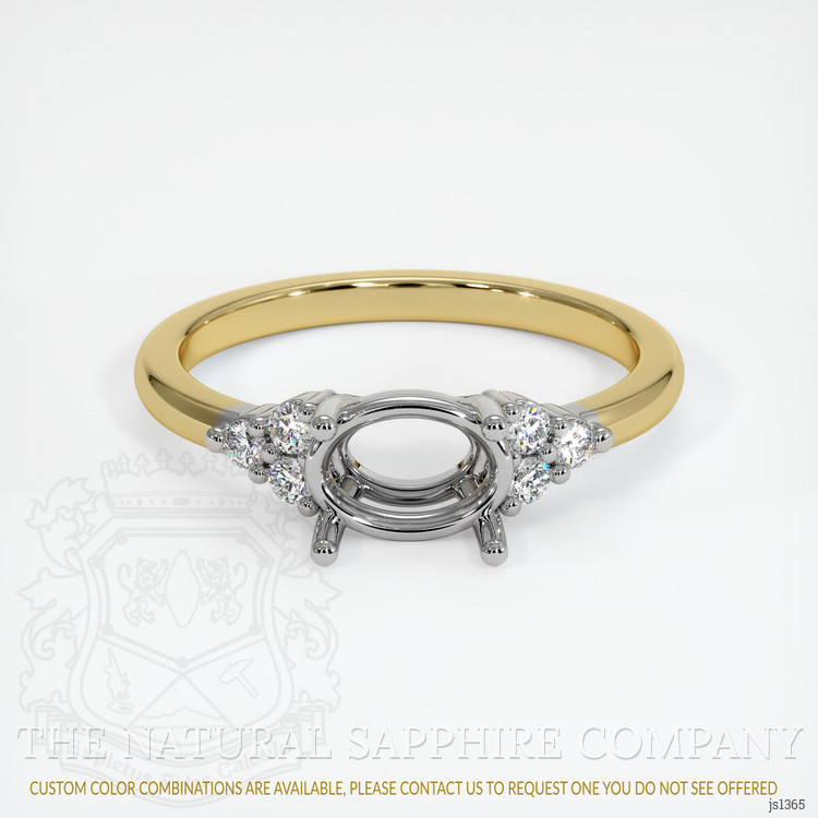 14K White & Yellow Accent Stones Ring Setting