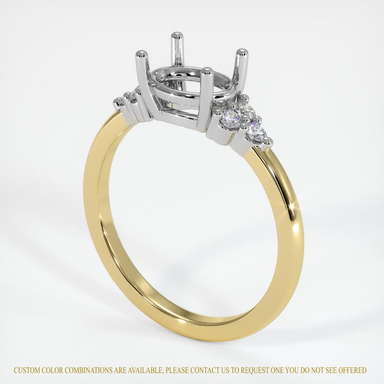 18K White & Yellow Accent Stones Ring Setting