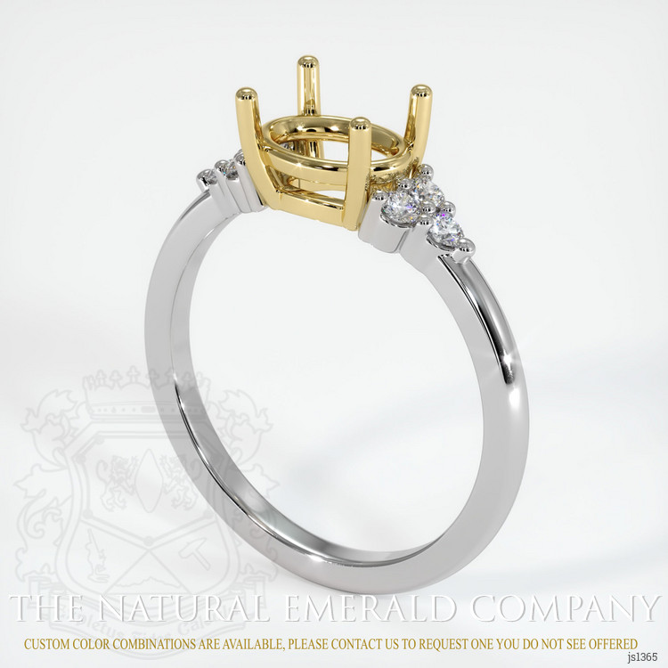18K Yellow & White Accent Stones Ring Setting