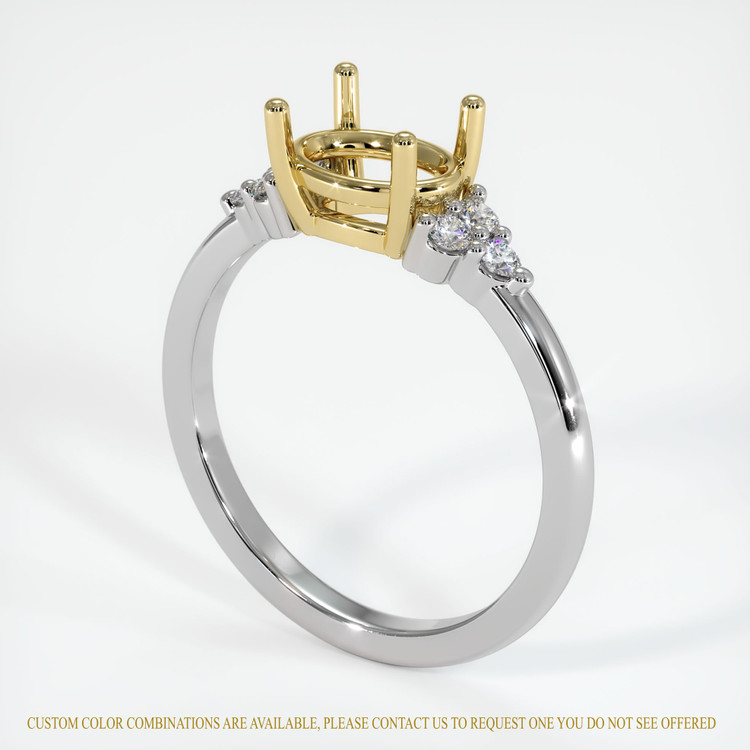 18K Yellow & White Accent Stones Ring Setting