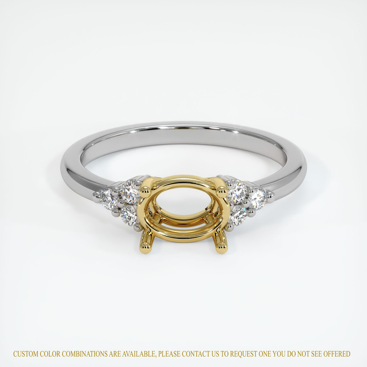 18K Yellow & White Accent Stones Ring Setting