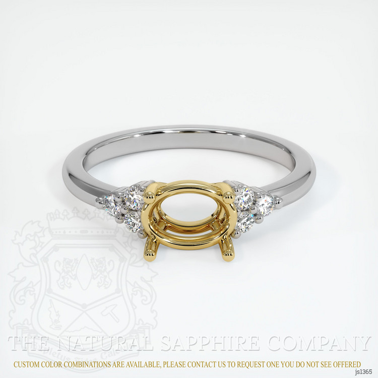 18K Yellow & White Accent Stones Ring Setting