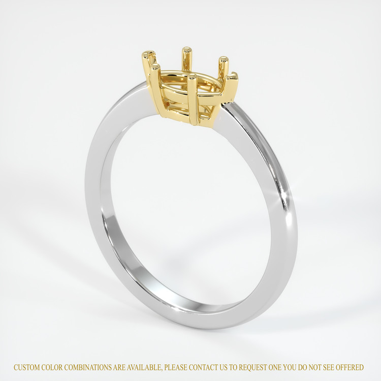 14K Yellow & White Solitaire Ring Setting