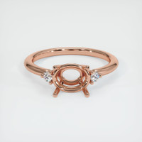 14K Rose Gold Three Stone Ring Setting Image