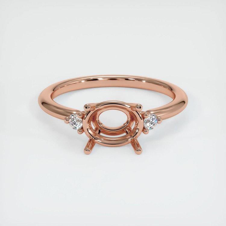 14K Rose Gold Three Stone Ring Setting
