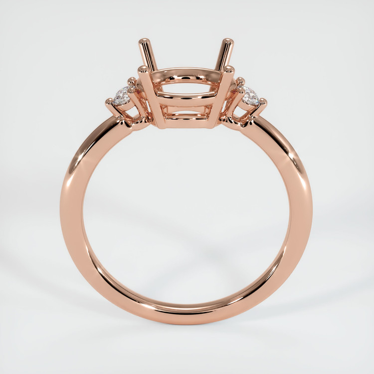 14K Rose Gold Three Stone Ring Setting