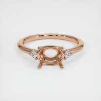 18K Rose Gold Three Stone Ring Setting Image
