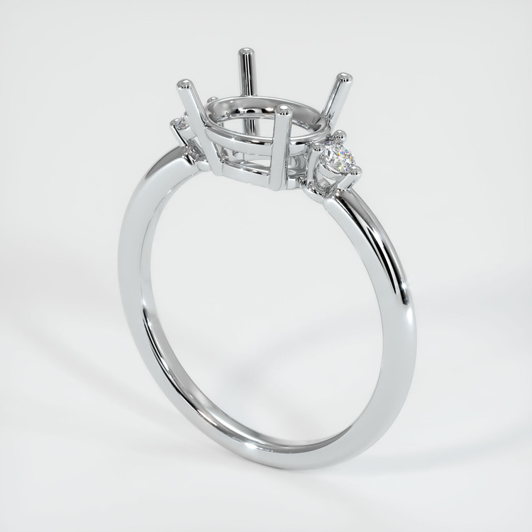 14K White Gold Three Stone Ring Setting