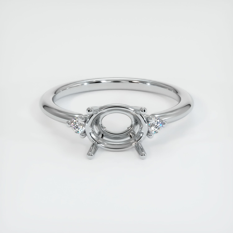 14K White Gold Three Stone Ring Setting