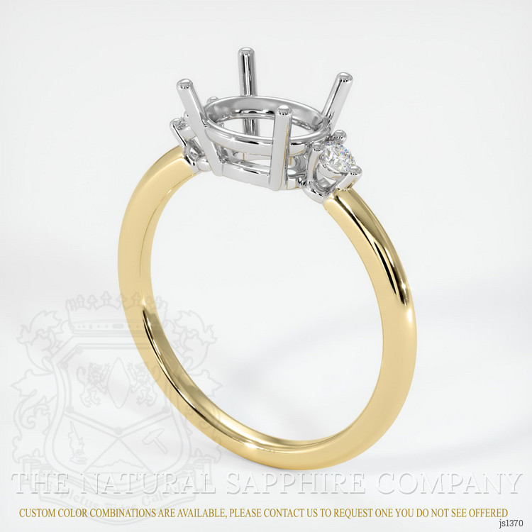 14K White & Yellow Three Stone Ring Setting