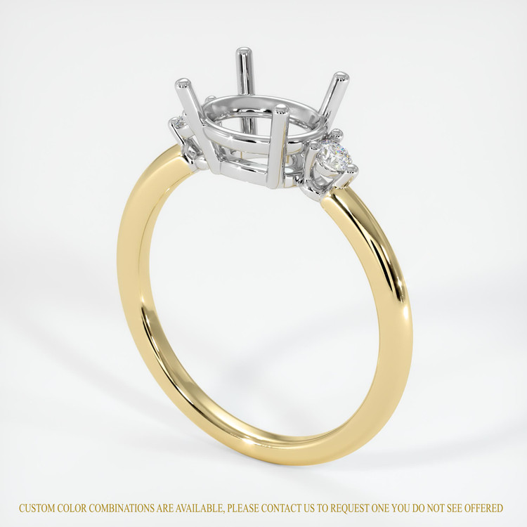14K White & Yellow Three Stone Ring Setting