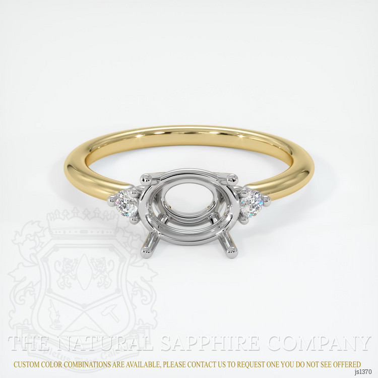 14K White & Yellow Three Stone Ring Setting