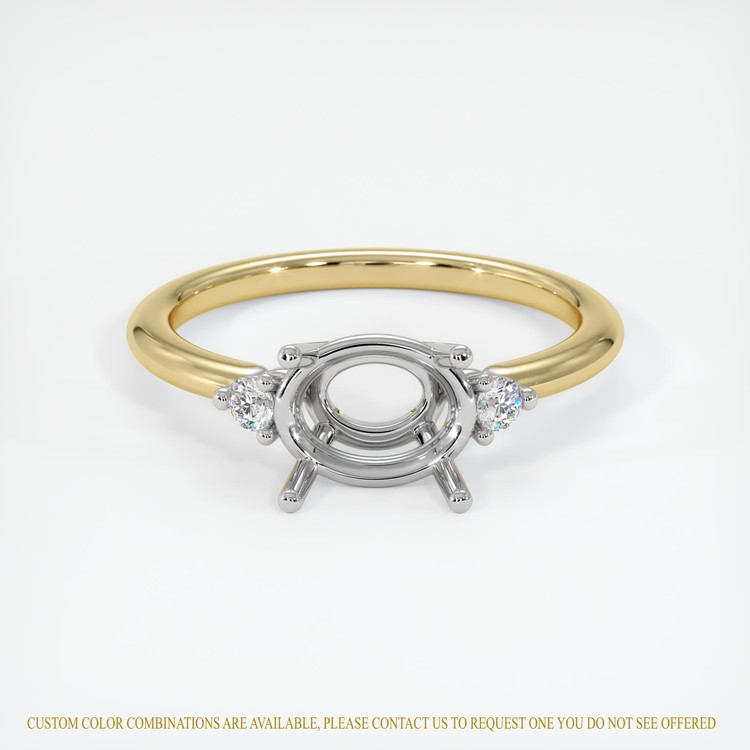 14K White & Yellow Three Stone Ring Setting