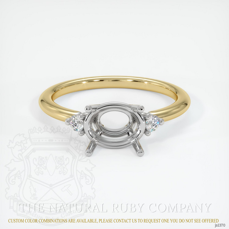 14K White & Yellow Three Stone Ring Setting