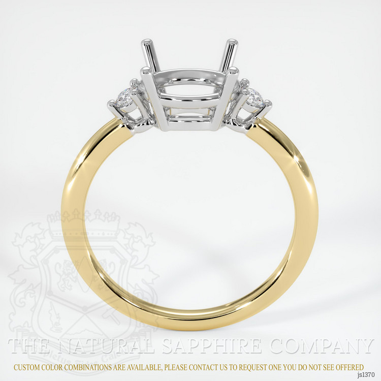 14K White & Yellow Three Stone Ring Setting