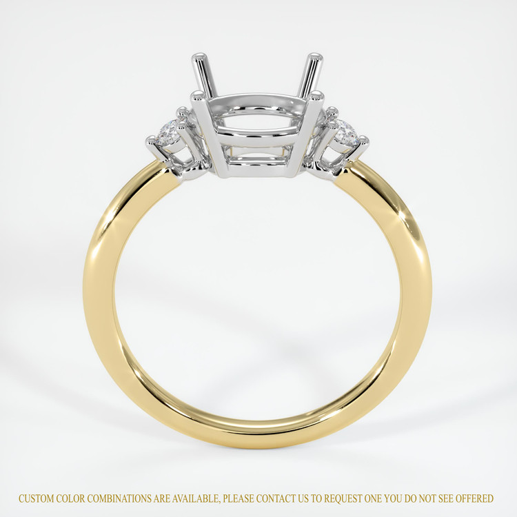 14K White & Yellow Three Stone Ring Setting