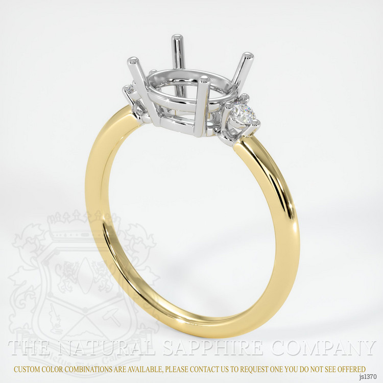 18K White & Yellow Three Stone Ring Setting