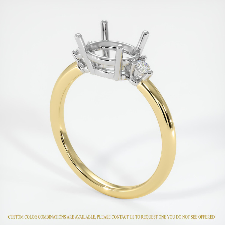 18K White & Yellow Three Stone Ring Setting