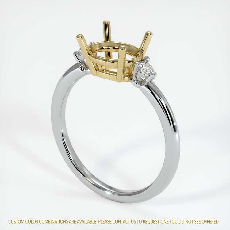 14K Yellow & White Three Stone Ring Setting