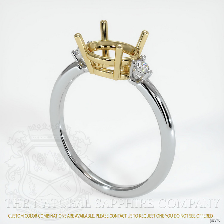 14K Yellow & White Three Stone Ring Setting