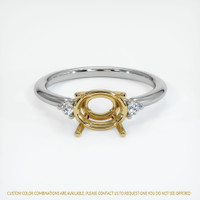 14K Yellow & White Three Stone Ring Setting Image