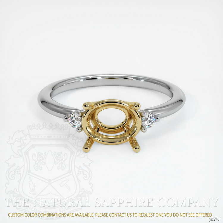 14K Yellow & White Three Stone Ring Setting