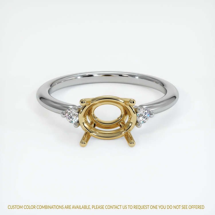 14K Yellow & White Three Stone Ring Setting