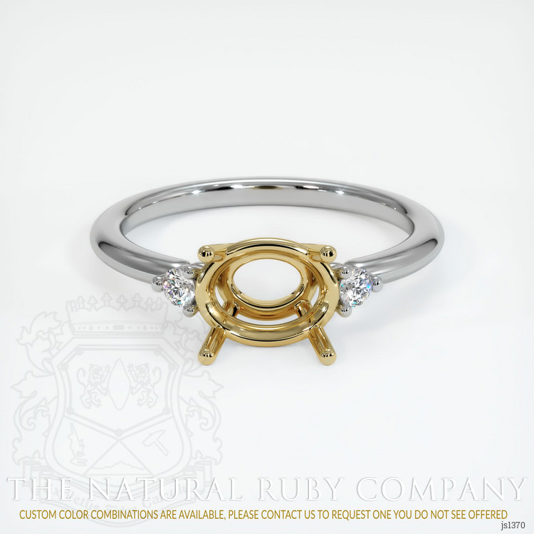 14K Yellow & White Three Stone Ring Setting