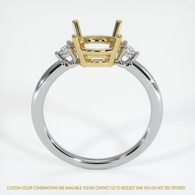 14K Yellow & White Three Stone Ring Setting