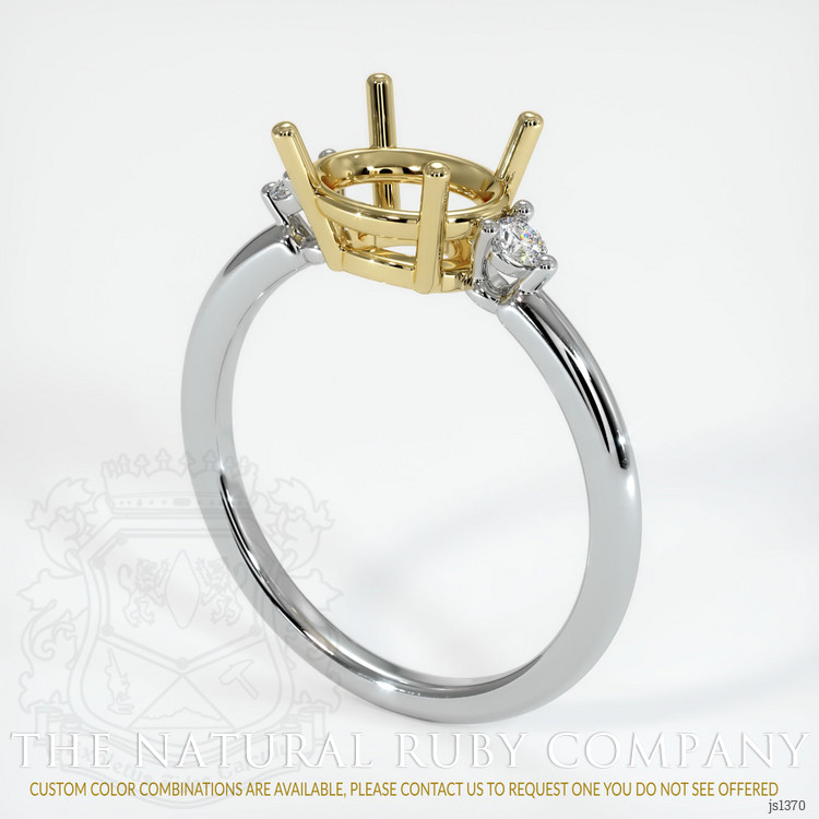 18K Yellow & White Three Stone Ring Setting