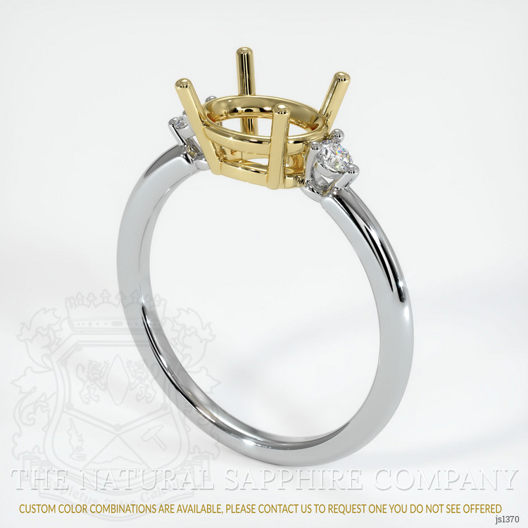 18K Yellow & White Three Stone Ring Setting