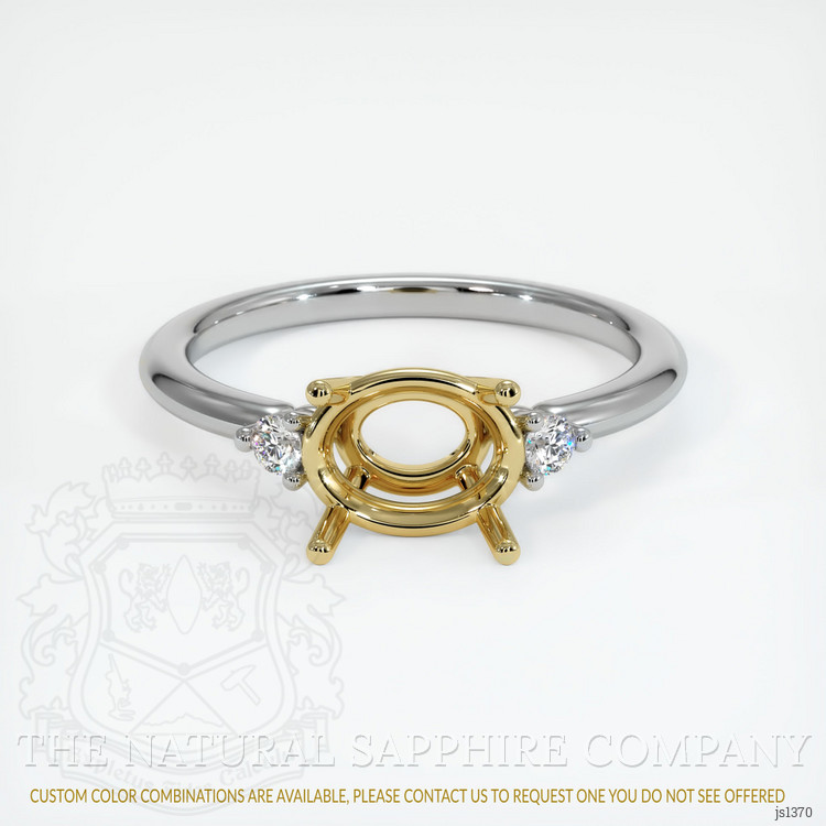 18K Yellow & White Three Stone Ring Setting