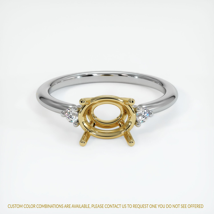 18K Yellow & White Three Stone Ring Setting