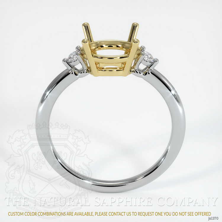 18K Yellow & White Three Stone Ring Setting