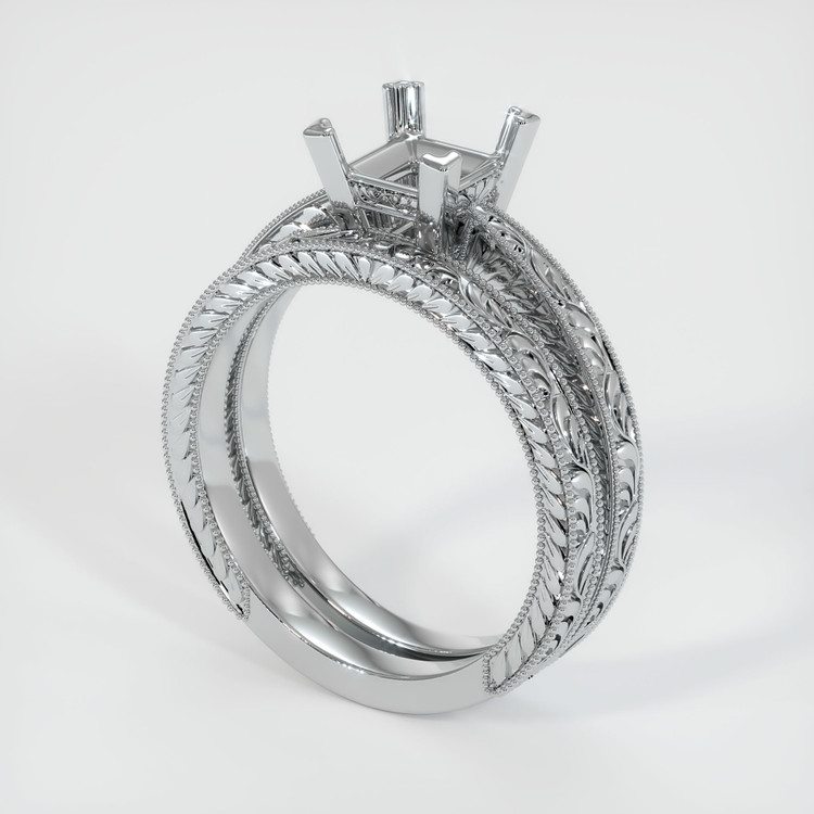 14K White Gold Antique Style Ring Setting