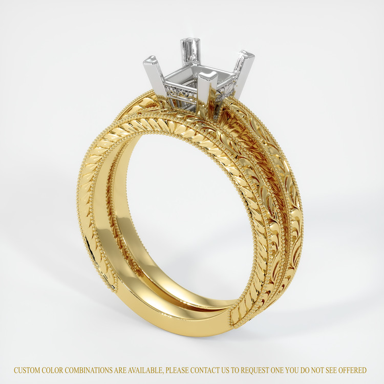 14K White & Yellow Antique Style Ring Setting