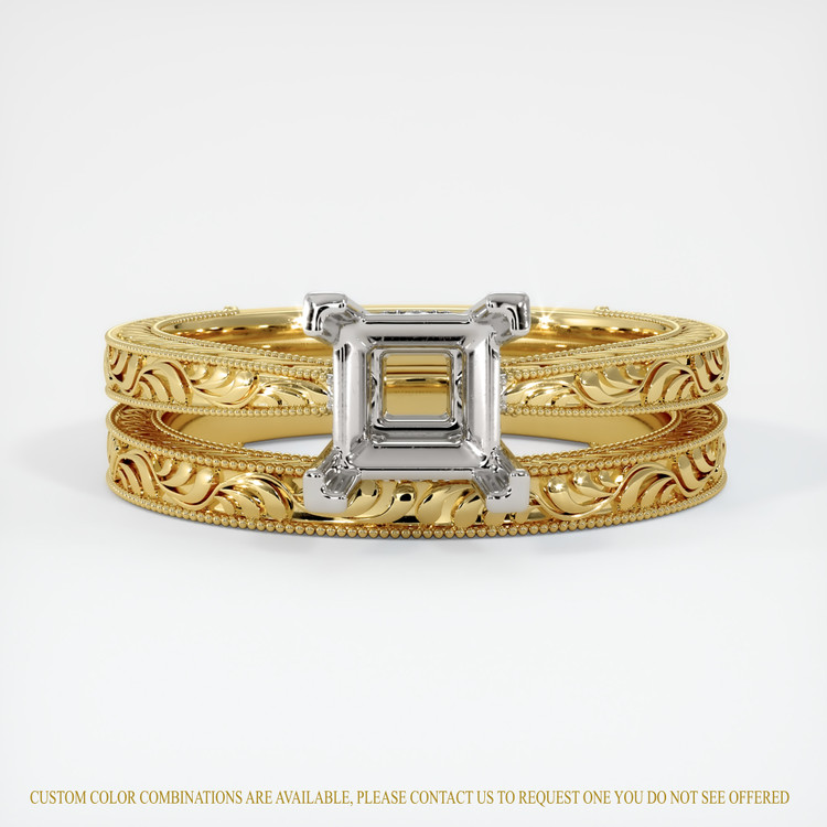 14K White & Yellow Antique Style Ring Setting