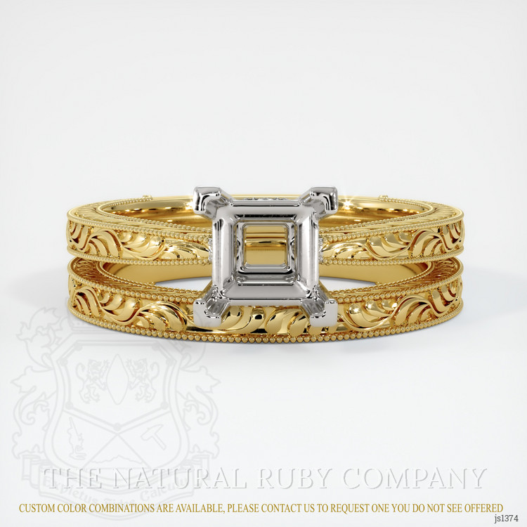 14K White & Yellow Antique Style Ring Setting