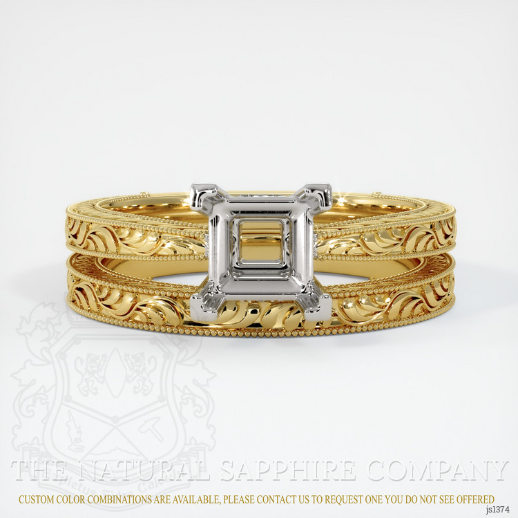 14K White & Yellow Antique Style Ring Setting