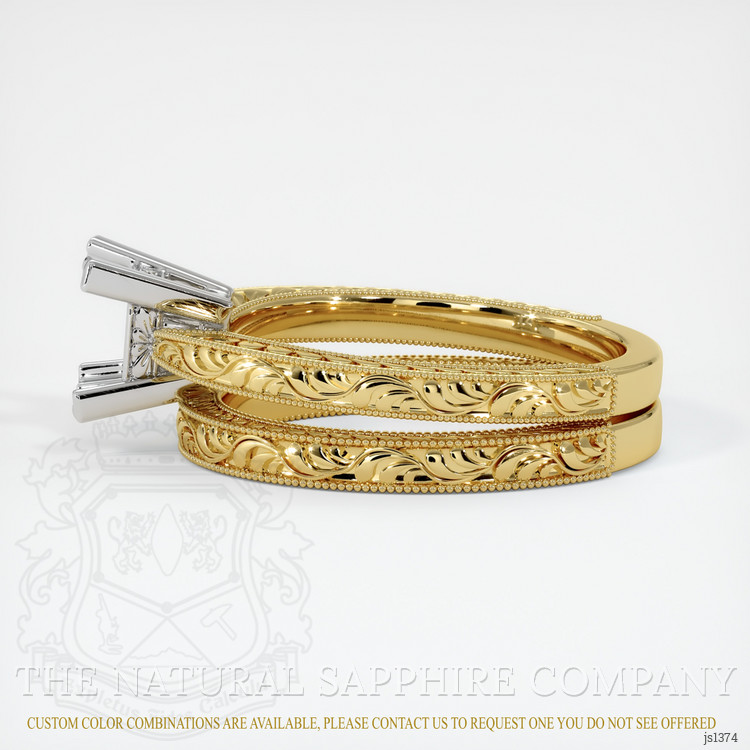 14K White & Yellow Antique Style Ring Setting