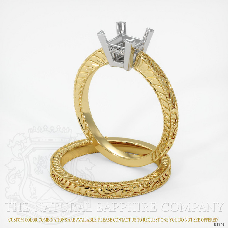 14K White & Yellow Antique Style Ring Setting