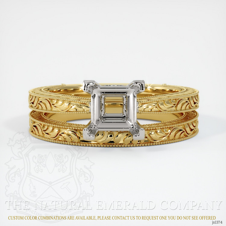 18K White & Yellow Antique Style Ring Setting
