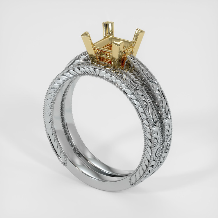 14K Yellow & White Antique Style Ring Setting