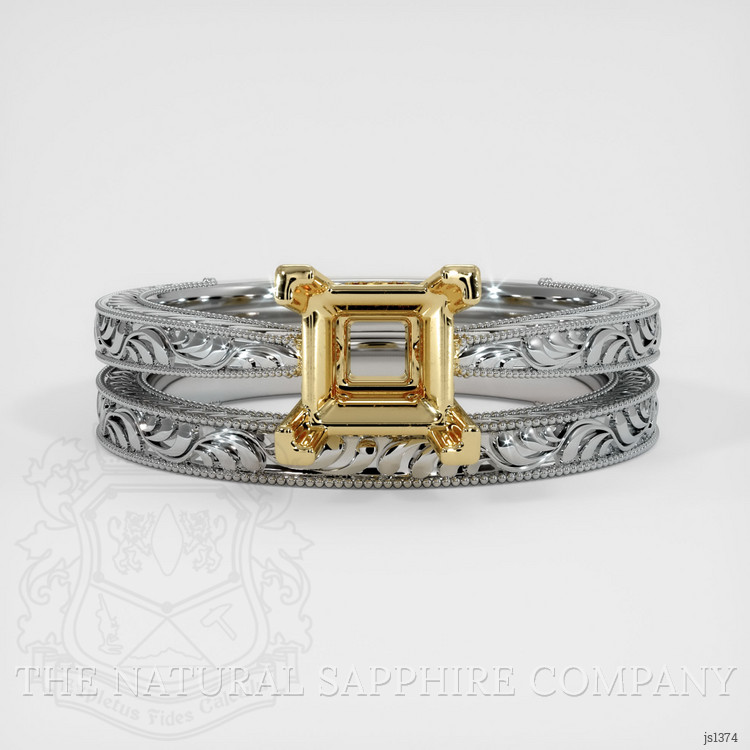 14K Yellow & White Antique Style Ring Setting