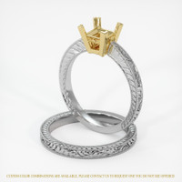 14K Yellow & White Antique Style Ring Setting Image