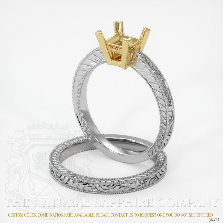 14K Yellow & White Antique Style Ring Setting