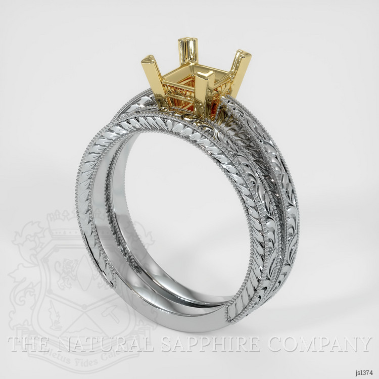 18K Yellow & White Antique Style Ring Setting