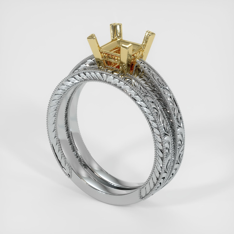 18K Yellow & White Antique Style Ring Setting